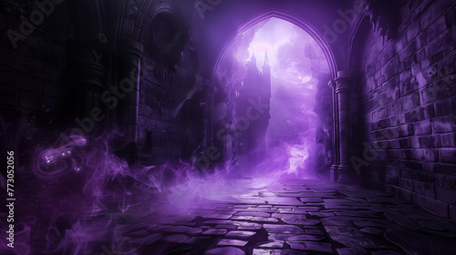 Purple Portal in a Mysterious Enchanted Realm. © vlntn
