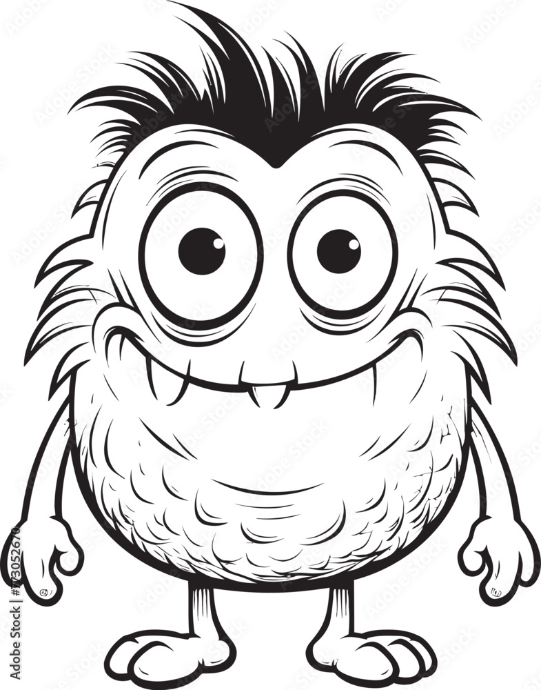 Fototapeta premium Spooky Spectacle Coloring Pages Showcasing Creepy and Cute Monsters Whimsical Wonders Vector Logo Design of Charming Monster Icons