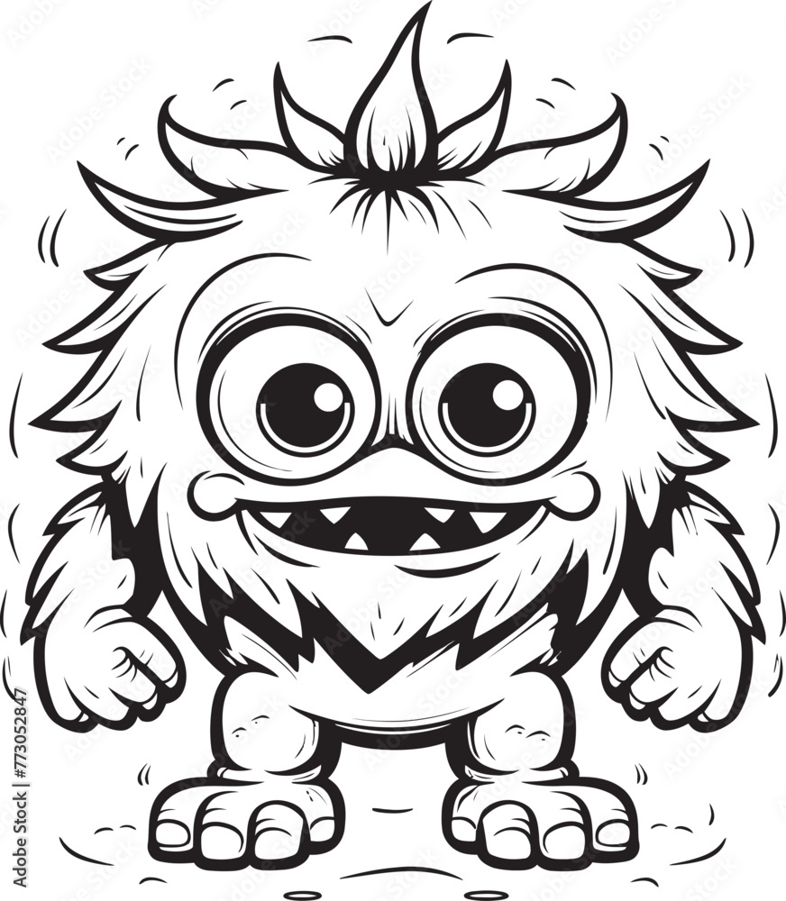 Adorable Aberration Coloring Pages Depicting Creepy and Cute Creatures Ghastly Gathering Vector Logo Design of Mischievous Monster Icons