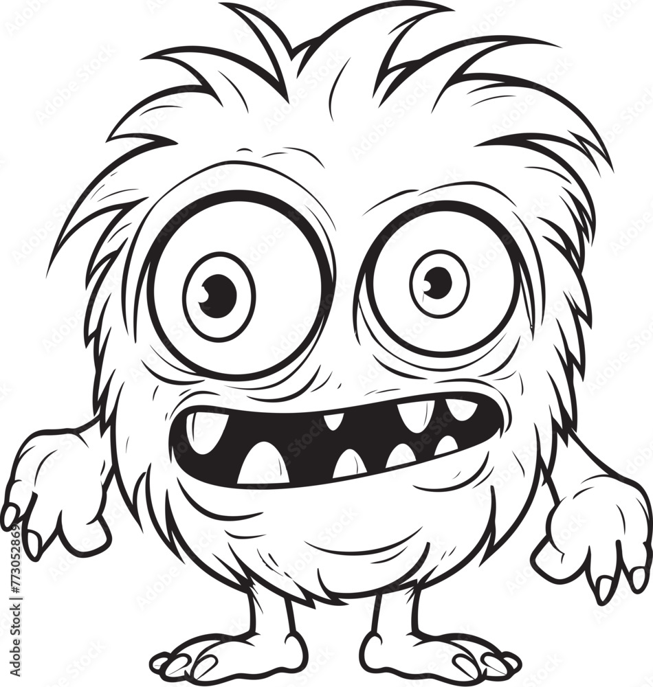 Monstrous Moments Coloring Pages Showcasing Creepy and Cute Monsters Playful Phantoms Vector Graphics of Mysterious Monster Characters