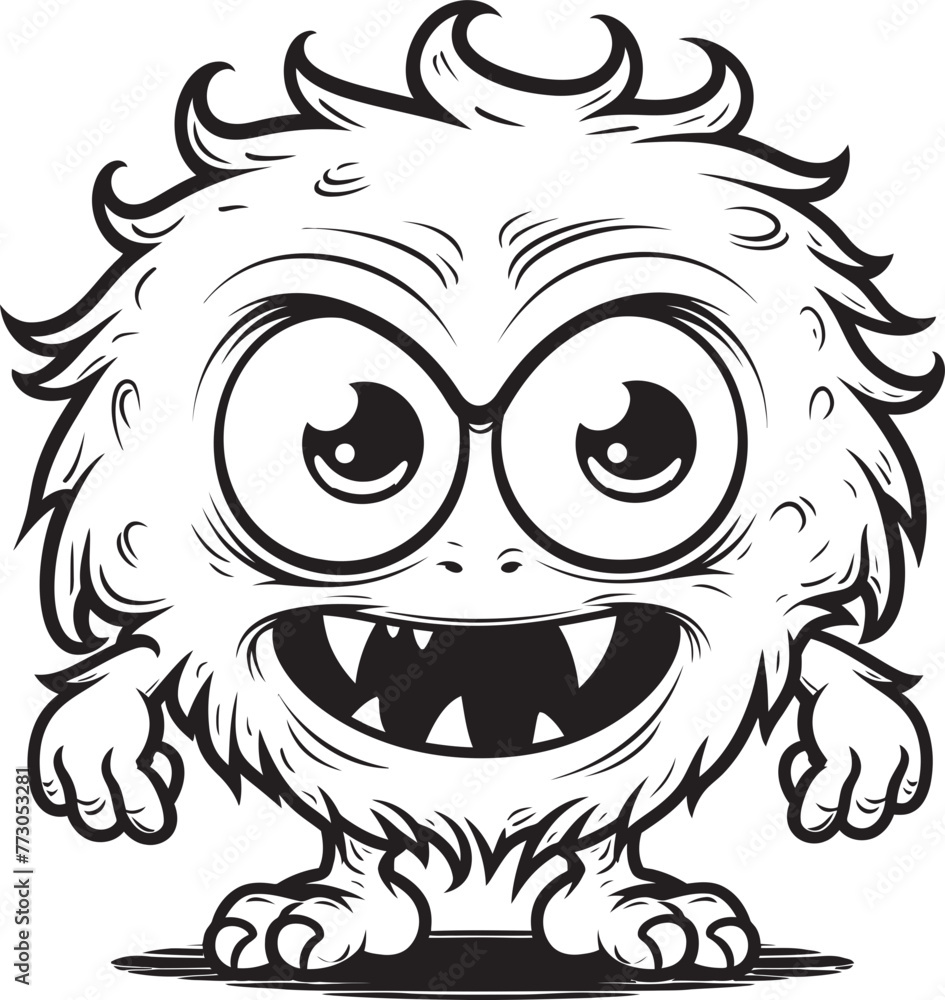 Eerie Escapades Vector Logo Design Featuring Lovable Monster Characters Playful Phantoms Coloring Pages Showcasing Quirky Monster Characters