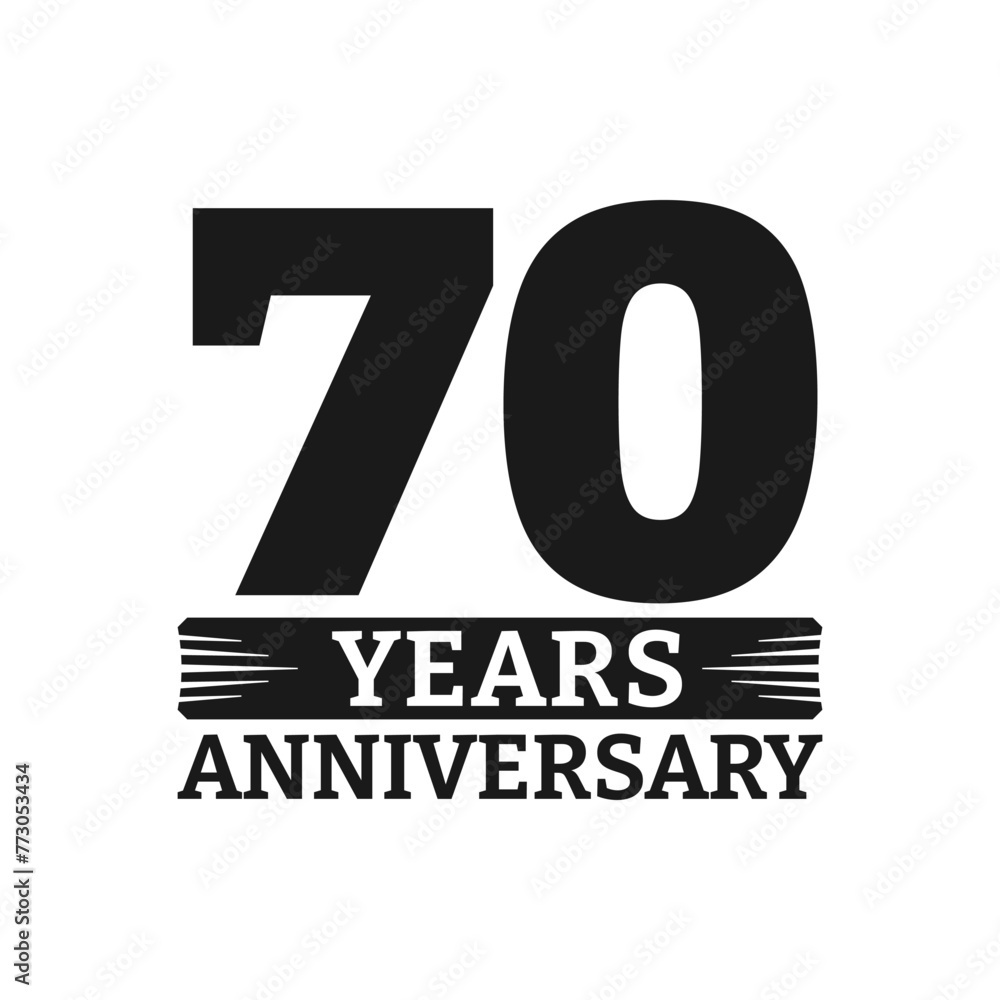 70 years logo or icon. 70th anniversary badge. Birthday celebrating, jubilee emblem design with number twenty. Vector illustration. 70 years logo or icon. 70th anniversary badge. Birthday celebrating, jubilee emblem design with number twenty. Vector illustration.
