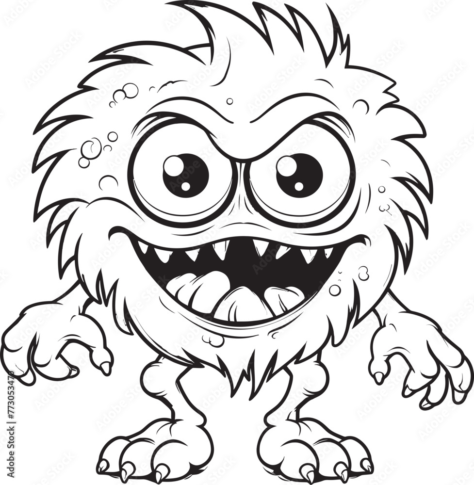 Obraz premium Whimsical Wonders Coloring Pages Featuring Creepy and Cute Monster Scenes Peculiar Playmates Vector Logo Design of Charming Monster Icons