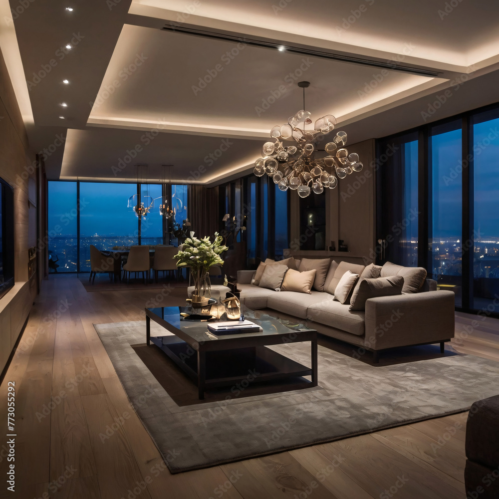 Fototapeta premium modern living room with sofa .Created using generative Ai 