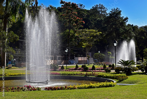 Fountains on public garden in Petropolis, Rio de Janeiro, Brazil