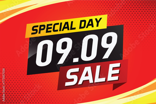 9.9 Special day sale word concept vector illustration with ribbon and 3d style for use landing page, template, ui, web, mobile app, poster, banner, flyer, background, gift card, coupon


