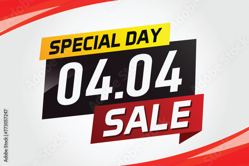 4.4 Special day sale word concept vector illustration with ribbon and 3d style for use landing page, template, ui, web, mobile app, poster, banner, flyer, background, gift card, coupon

