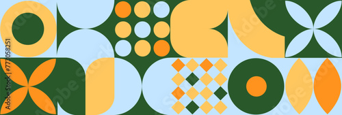 Abstract geometric fruit pattern. Shapes of natural organic flower plants, eco-agriculture citrus. Bauhaus pattern abstract geometric. Vector minimal illustration