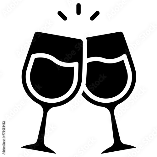 Wine Glass glyph icon, relate to gastronomy theme. use for UI or UX kit, web and app development.