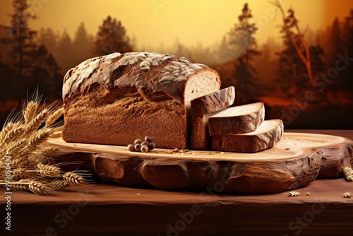 a loaf of bread on a wooden board