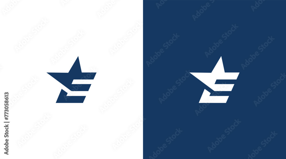 E Letter and Star icon Logo Design, Star+E icon Brand identity Design Monogram Logo - obrazy, fototapety, plakaty 