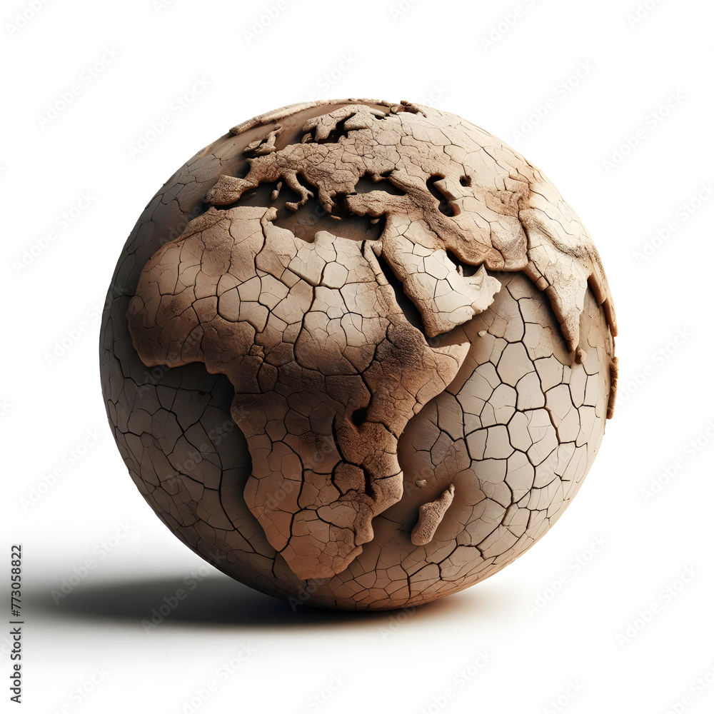 Earth climate change, dry soil, isolated on a white background, photorealistic, Earth Day Earth climate change, dry soil, isolated on a white background, photorealistic, Earth Day