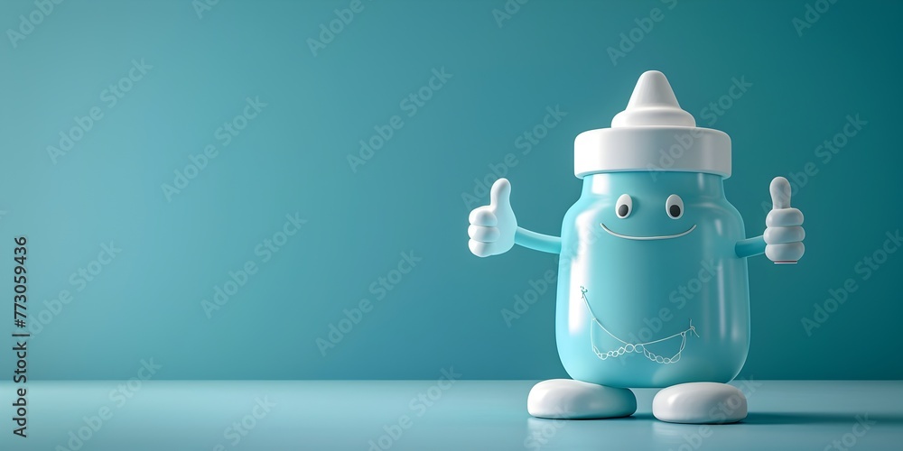 A Friendly Vaccine Vial Character Giving a Cheerful Thumbs Up to Promote Prevention and Wellness - obrazy, fototapety, plakaty 