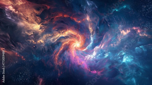 Abstract space background with nebulae, stars and galaxies. #773059488