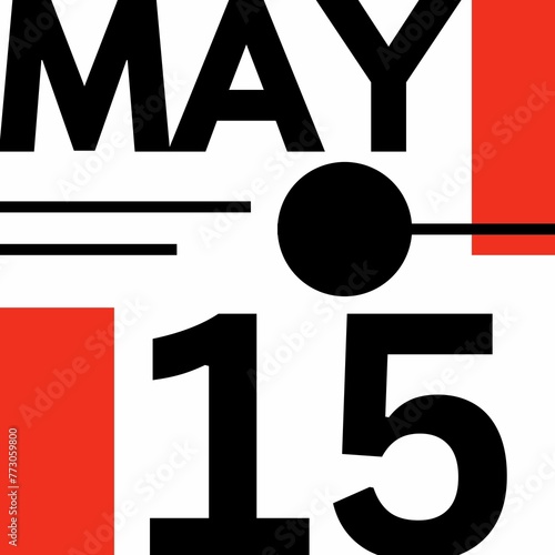 MAY 15 . Modern calendar icon .date ,day, month .flat Modern style calendar for the month of MAY