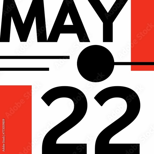 MAY 22 . Modern calendar icon .date ,day, month .flat Modern style calendar for the month of MAY