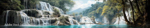 AI creates images  waterfalls  views The scenery  the landscape  is very beautiful.