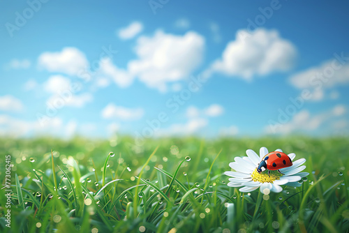 spring ladybug, AI generated