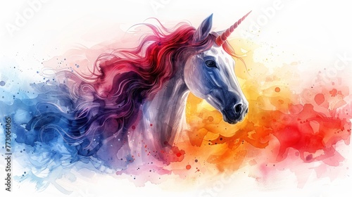  cute happy unicorn watercolor