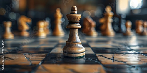 Chess Piece on Vintage Chessboard Representing Strategic Gameplay Across