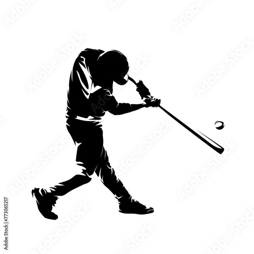 Baseball player, isolated vector silhouette. Baseball batter