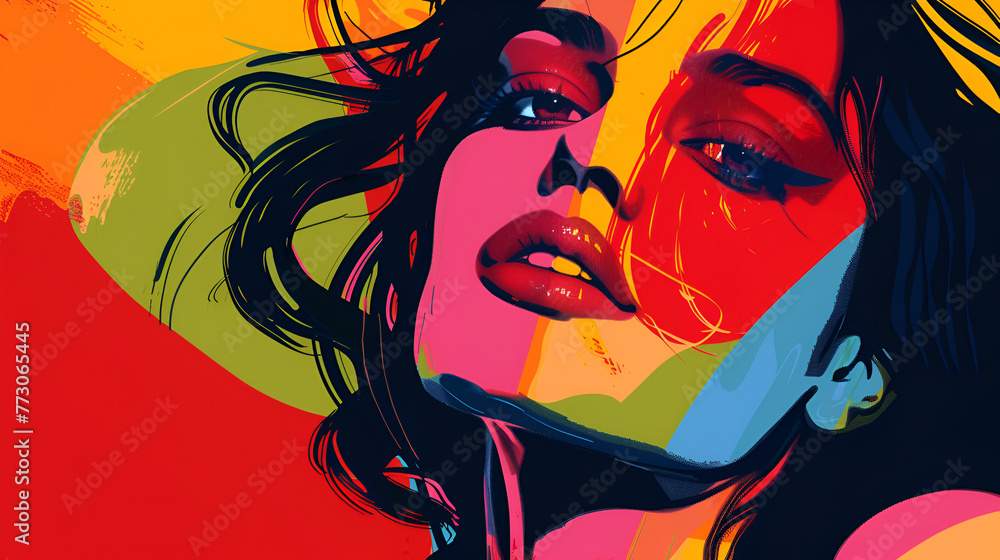 Colorful portrait of a woman in modern style - obrazy, fototapety, plakaty 