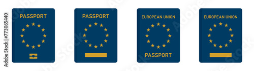 EU passport book icon, vector illustration