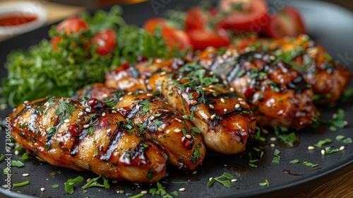 Grilled spicy chicken wings with