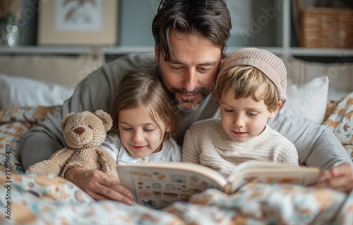 A father reading a bedtime ...