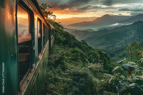 train carriage nature Thailand landscape © Olha