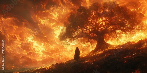 Moses by the burning bush at mount Horeb © FrankBoston