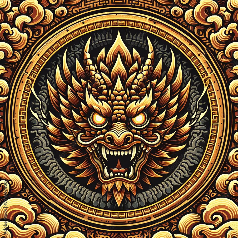 Fototapeta premium chinese dragon on the wall