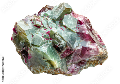 Ruby in Fuchsite Gleaming On Transparent Background.