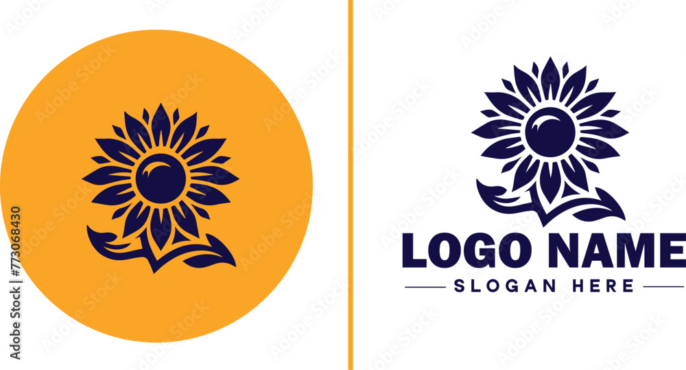 Fototapeta premium Sunflower logo icon vector for business brand app icon beautiful fashion sunflower logo template