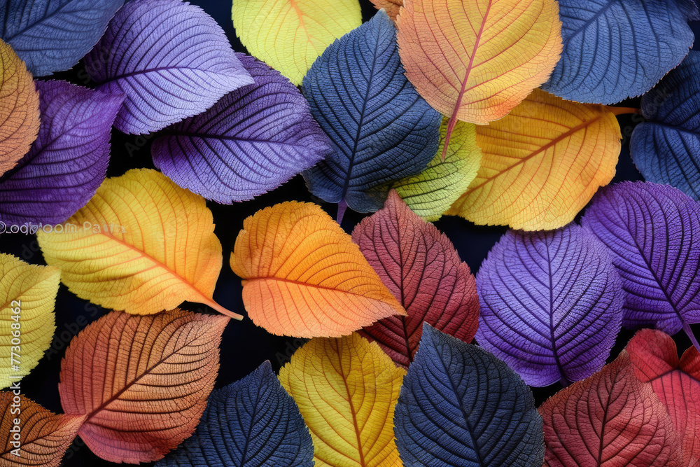 Vibrant Array of Autumn Leaves in a Full Spectrum of Fall Colors