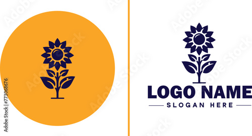 Sunflower logo icon vector for business brand app icon beautiful fashion sunflower logo template