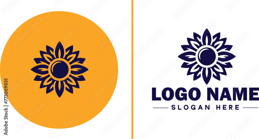 Fototapeta premium Sunflower logo icon vector for business brand app icon beautiful fashion sunflower logo template