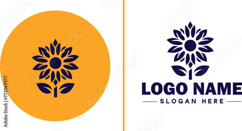 Sunflower logo icon vector for business brand app icon beautiful fashion sunflower logo template