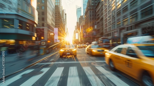 yellow taxi traffic New York America © Olha