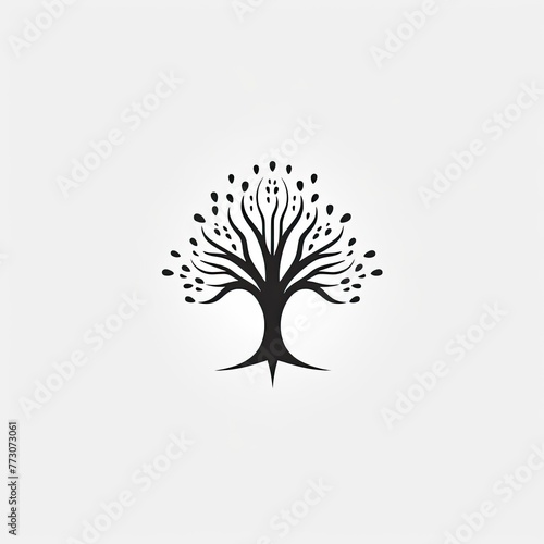 Minimalist Tree logo in black and white color outline