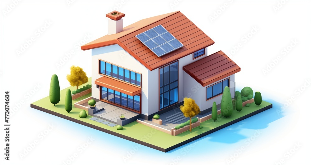 Isometric icon representing modern house vector image.