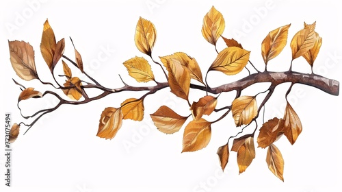 Autumn Leaves on a Branch Generative AI