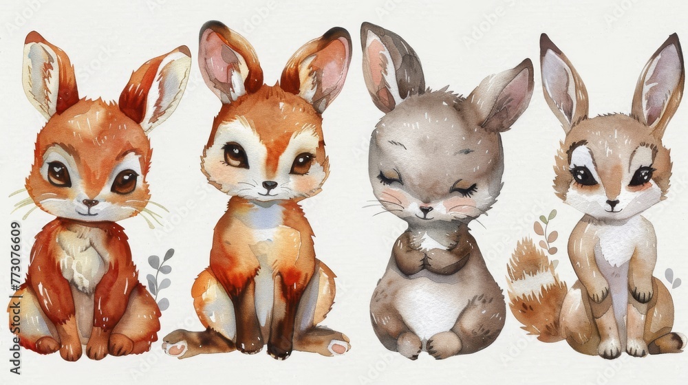 Inject sweetness and charm into your projects with delightful watercolor clip art depicting adorable animals