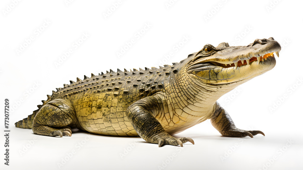 Crocodile side view, isolated on white background Crocodile side view, isolated on white background
