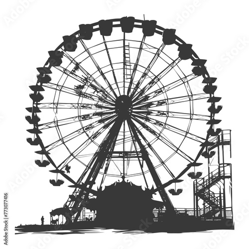 silhouette abandoned amusement park black color only