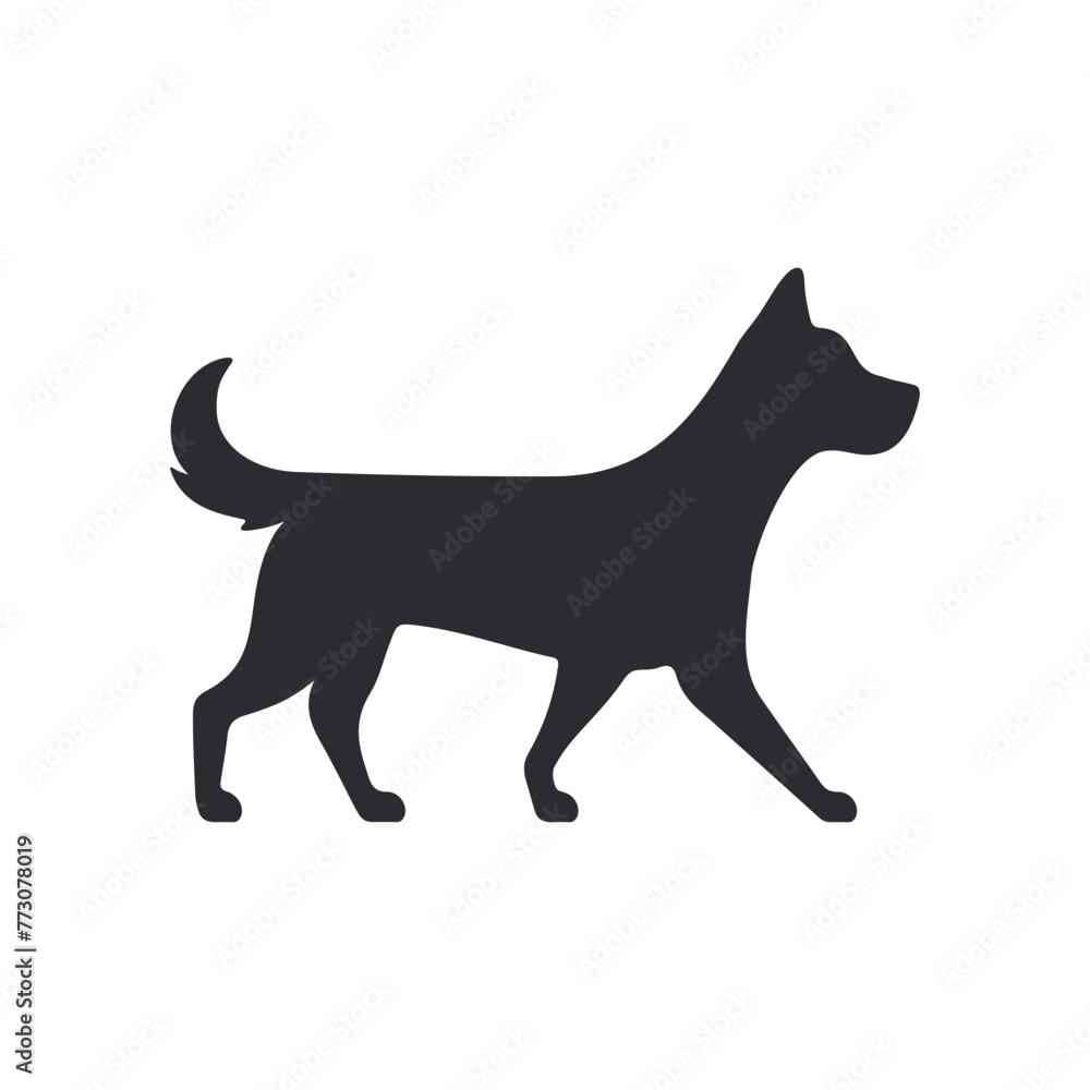 Wild animal. Veterinary clinic. Animals notes. Silhouette dog. Silhouette wild animal. Dog stencil. Clinic logo. Vector dog. Pet sign. Walking dog. Labrador. Profile. Black silhouette. Pet side view.