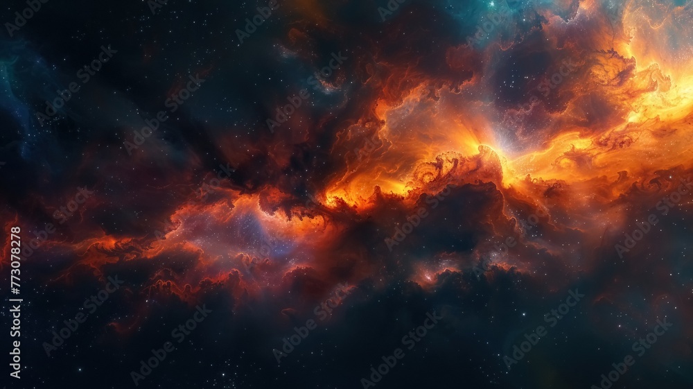 Nebular Phantasy: A picture that shows the pretty clouds of gas and spots where stars are made in space
Nebular Phantasy: A picture that shows the pretty clouds of gas and spots where stars are made in space