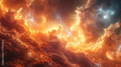 Nebular Phantasy: A picture that shows the pretty clouds of gas and spots where stars are made in space 