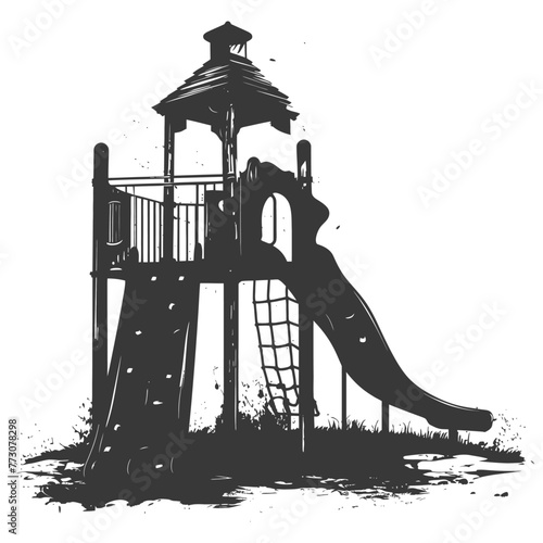 silhouette abandoned playground black color only