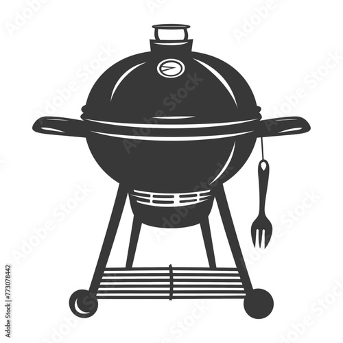 silhouette a barbecue grill offset smoker top down black color only